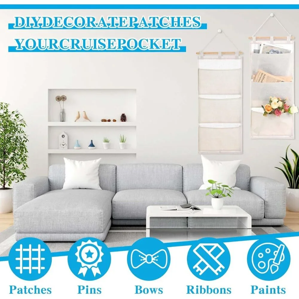 Stylish 2-Pack Hanging Storage Bags - 3 Pocket Solution for Gift Organization